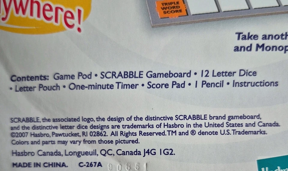 New Sealed Scrabble Express ~ 20 Minute Game Break ~ 2007 Hasbro Parker Brothers - Image 3 of 3