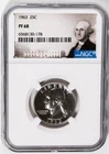 1963 Proof Washington Quarter 25c NGC PF68 90% Silver White