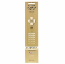 Gonesh Incense Sticks - 4 Packs - Vanilla - 20 Sticks Per Pack Extra Rich