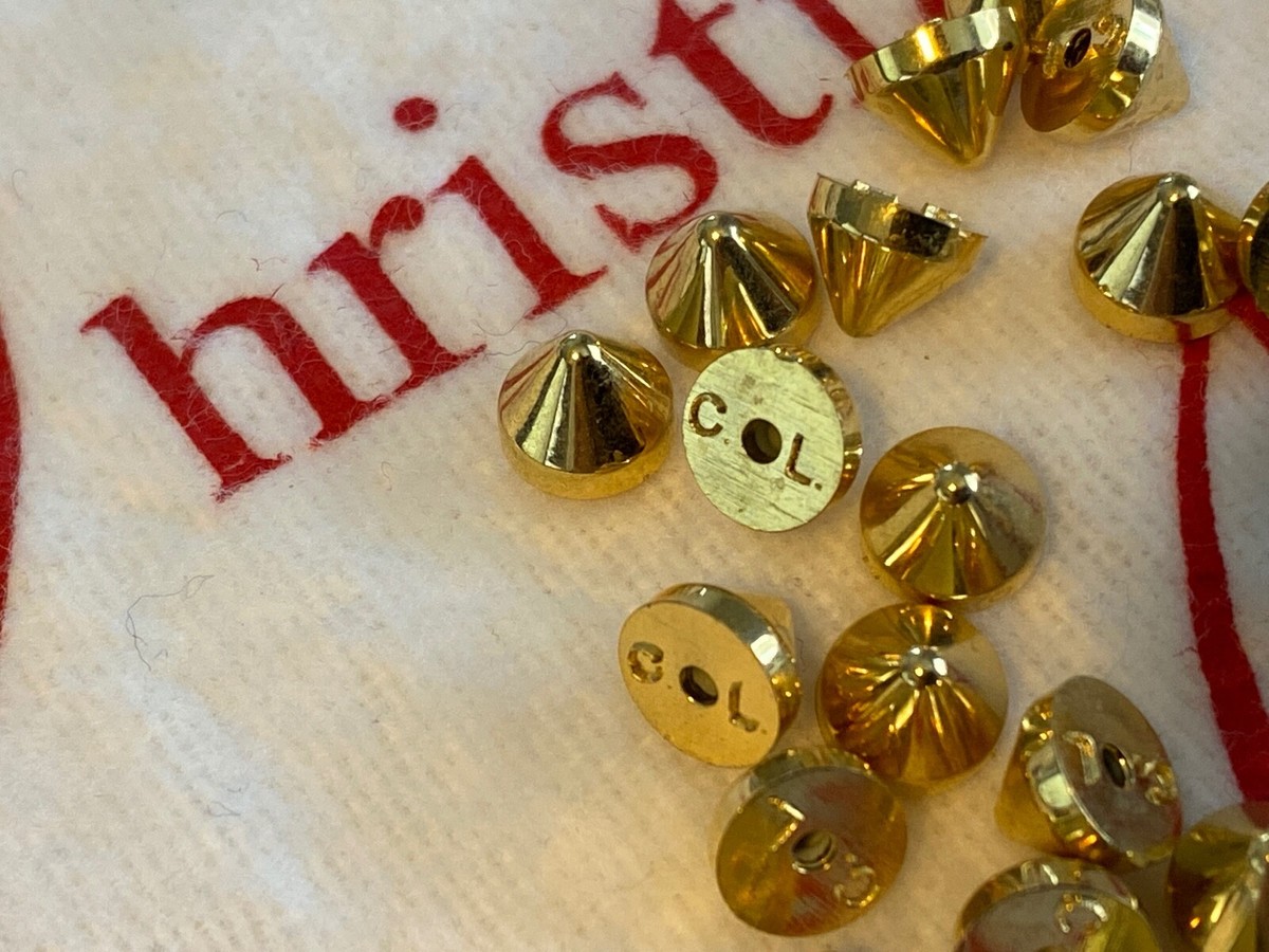 5x Christian Louboutin GOLD Replacement Studs Spikes AND Backing