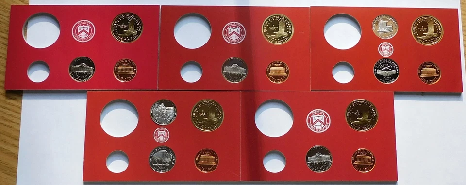 5 Partial US Mint Proof Sets, 2001/03/04/05/06, $1/5C/1C San Francisco - Image 2 of 4