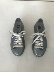 Girl's Mel Dreamed by Melissa, jelly lace up shoes; size 1; silver