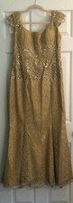 Elegant Gold Evening Gown with Austrian Crystals Baracci Haute Couture 