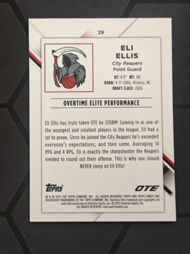2023 Topps Finest OTE Basketball Pink Mojo Refractor RC Eli Ellis 116/125 - Picture 2 of 2