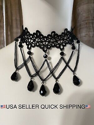 Women Jewelry Black Lace Up Gothic Punk Choker Velvet Cross Leather Necklace New