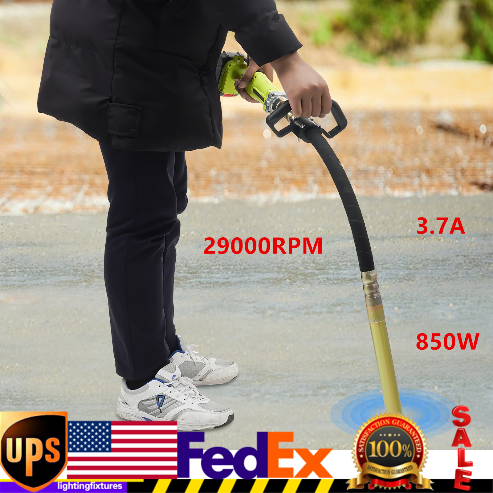 Portable Concrete Vibrator Cordless Vibrator w/ Battery Battery Charger 29000rpm