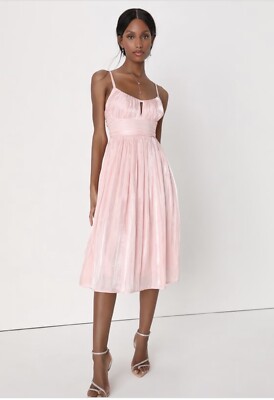 NWT Lulus Irresistible Glow Blush Pink Satin Pleated Lace-Up Midi Dress XL | eBay NWT Lulus Irresistible Glow Blush Pink Satin Pleated Lace-Up Midi Dress XL | eBay