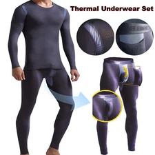 Men's Thermal Underwear Set Base Layer Set Tops + Bottoms Separation Long Johns