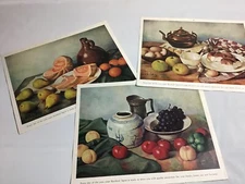 3 Vintage Hank Boj Brown  Modern Still Life Fruit Print  9X12in  1960's Calendar