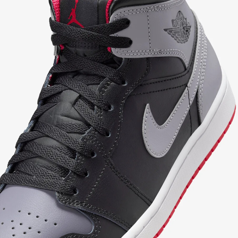 New Nike Air Jordan 1 Mid Shoes - Black/ Cement Gray (DQ8426-006