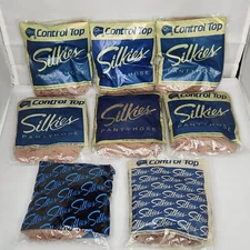 vtg Lot 8 Control Top Silkies Support NOS Nylon Pantyhose Large Beige 732 111