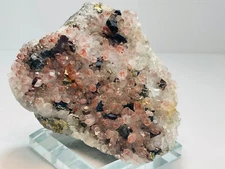 Quartz Red Hematite Quartz Specularite Chalcopyrite Pyrite 212g Glass Base