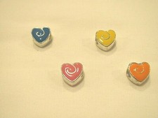 NEW LOT OF 4 DIIFFERENT METAL SWIRL HEART LARGE HOLE 11MM BEADS 5MM HOLE 