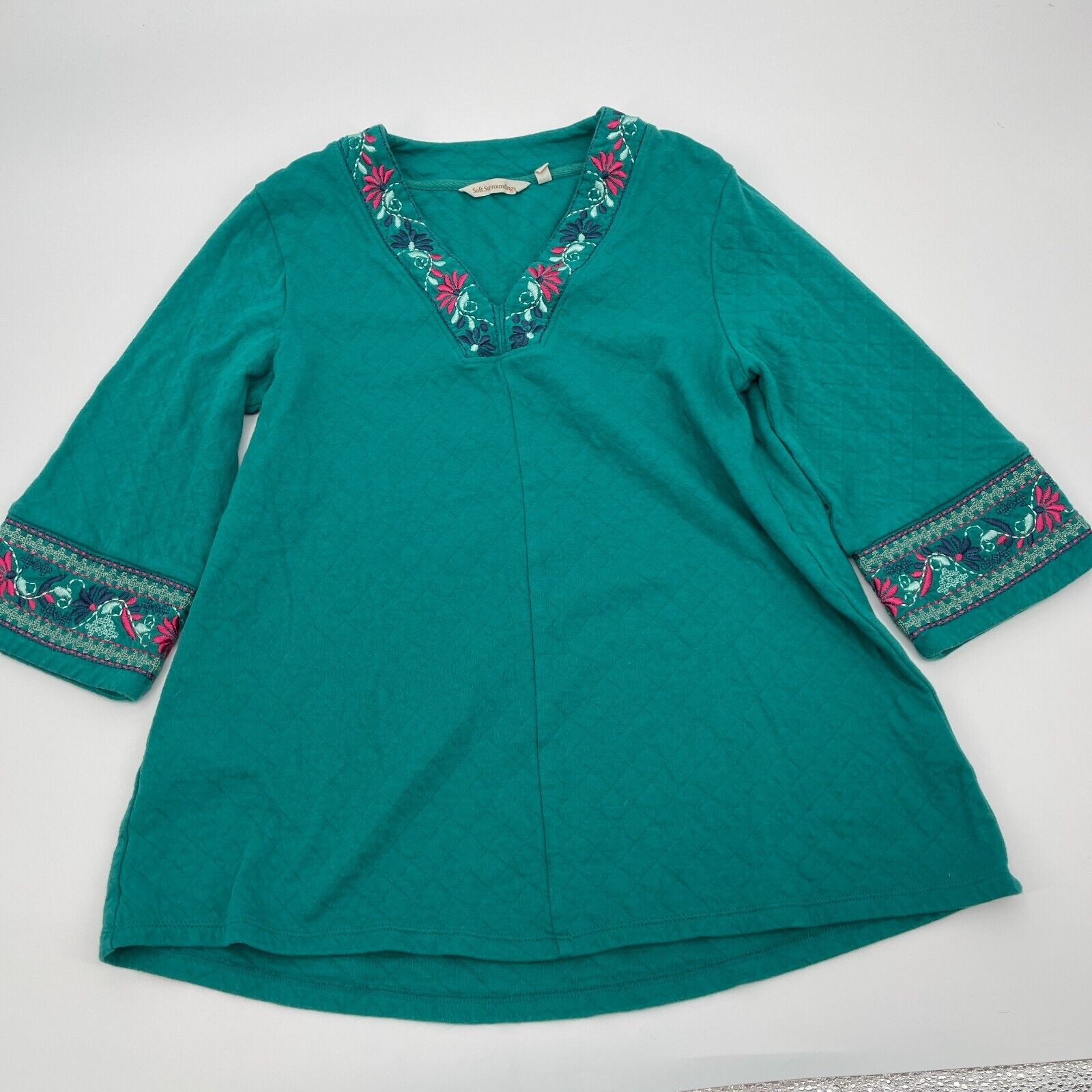 Soft Surroundings Womens Shirt XS Petite Green Bl… - image 6