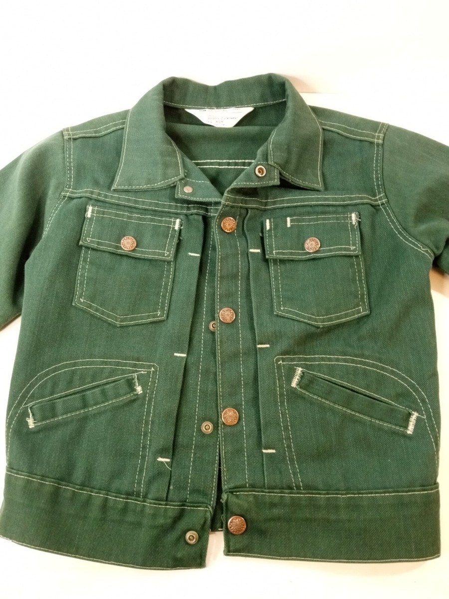 70’s 80’s JCPenney boys ジャケット Vtg 1970s JC Penney Boys Youth Small Green Denim Jacket - No