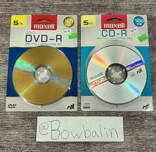 Maxwell DVD R 120min and CD R 80min - 5 Packs - Lot Of 2 Brand New  Sealed 