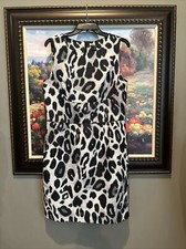 Ann Taylor Size 10 Black White Leopard Animal Print Silk Blend Sheath Dress
