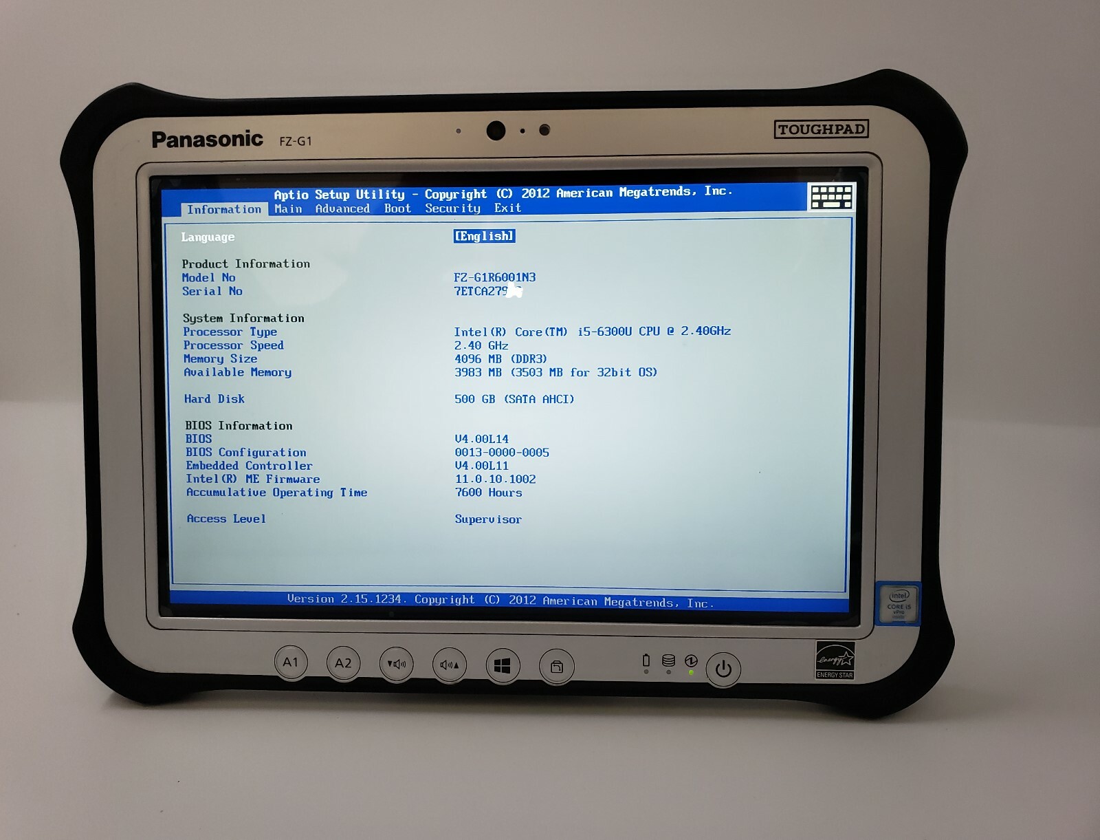 Panasonic Toughpad FZG1 Mk4 i56300u 2.4Ghz 960Gb SSD 4G LTE uBlox Neo