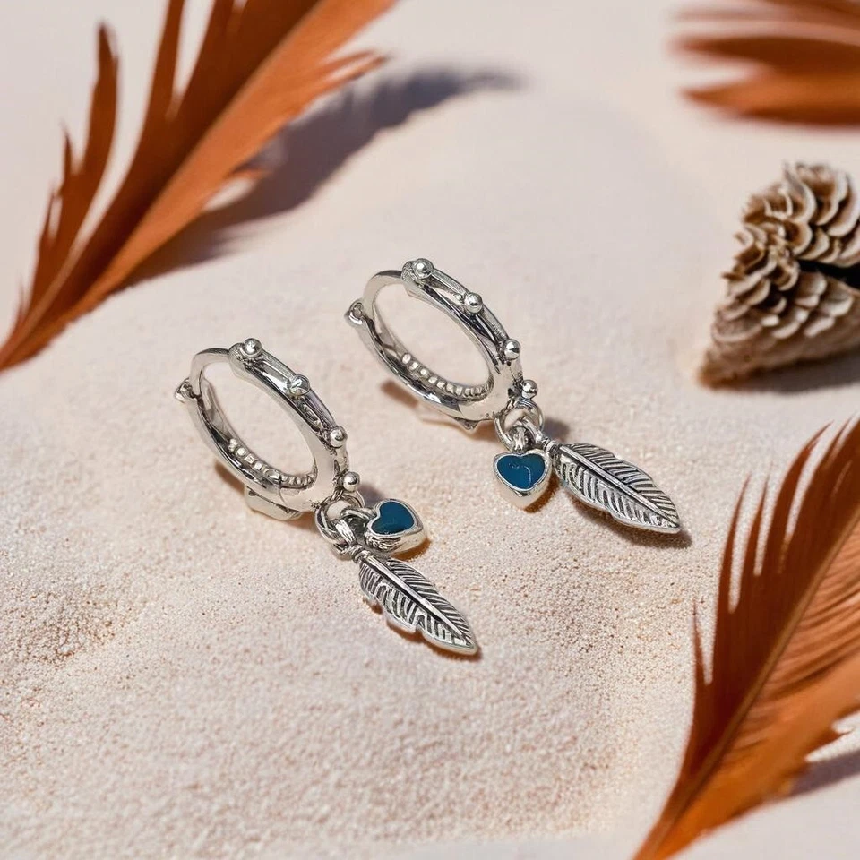 Pendientes colgantes de plumas de plata, aros colgantes espirituales, regalo de joyería de moda Foto 3 de 4