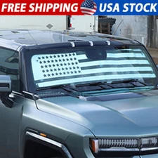 USA Flag Front Sun Shade Windshield Window Sunshade Cover For Hummer EV USA