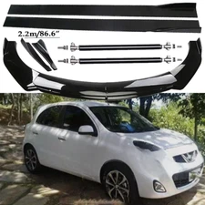 Front Bumper Lip Spoiler Side Skirts Rear Glossy Black For Nissan March H