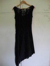 MINT VELVET Black Crochet Wedding Prom Evening Party Cocktail Dress - Size 10