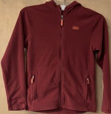 REI Fleece Hoodie Kids Large 14-16 Burgundy Red Full Zip Outdoor Jacket