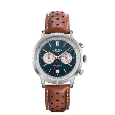 Neu ROTARY Herrenuhr hellbraun Leder WR 100m, verpackt UVP 250£ Geschenk für Ihn