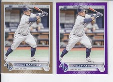 (2) 2022 Topps Update Harold Ramirez Gold /2022 + Meijer Purple Rays #US67