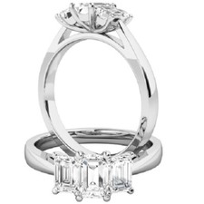 1.00 Ct Emerald Simulated Diamond Wedding Ring 14K Solid White Gold Size 5.5