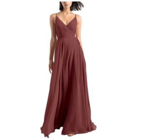 Jenny Yoo Farrah Halter Faux Wrap Chiffon Dress – Elegant Floor Length With Slit