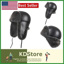 Water-Resistant Sheepskin Trapper Hat with Ear Flaps for Extreme Cold Protection