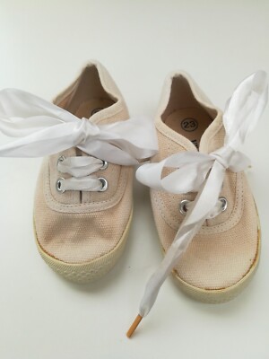 Vert Baudet Pointure 23 Fille Chaussures En Toile Ruban Blanc