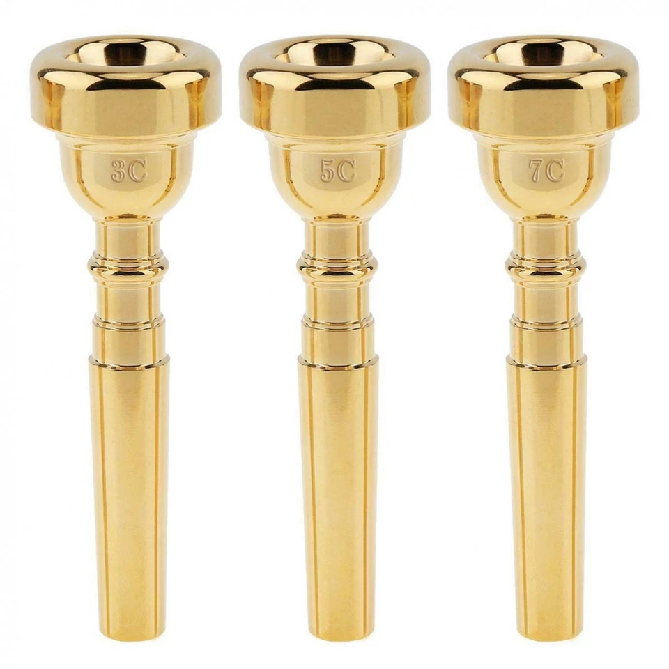 Boquilla Trompeta Profesional Tamaño 3C 5C 7C para Bach Recubierta de Oro con Tono Rico Foto 3 de 4