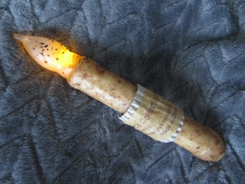 6" Burnt IVORY TIMER Taper Candle Flameless Flickering LED Battery Powered Wax