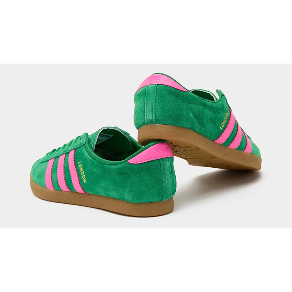 Adidas Originals London Green Suede Pink Stripes BNIBWT IG5409