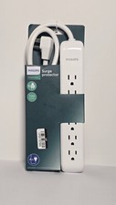 Philips 6-Outlet Surge Protector with 4ft Extension Cord, White