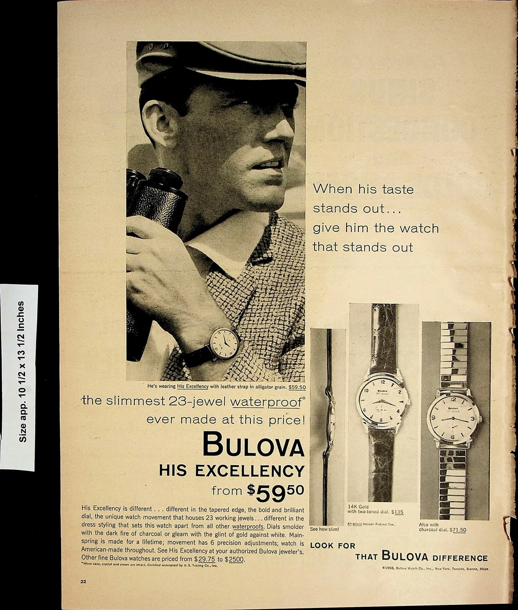 1958 Bulova Watch His Excellency Vintage Print Ad 4835 eBay