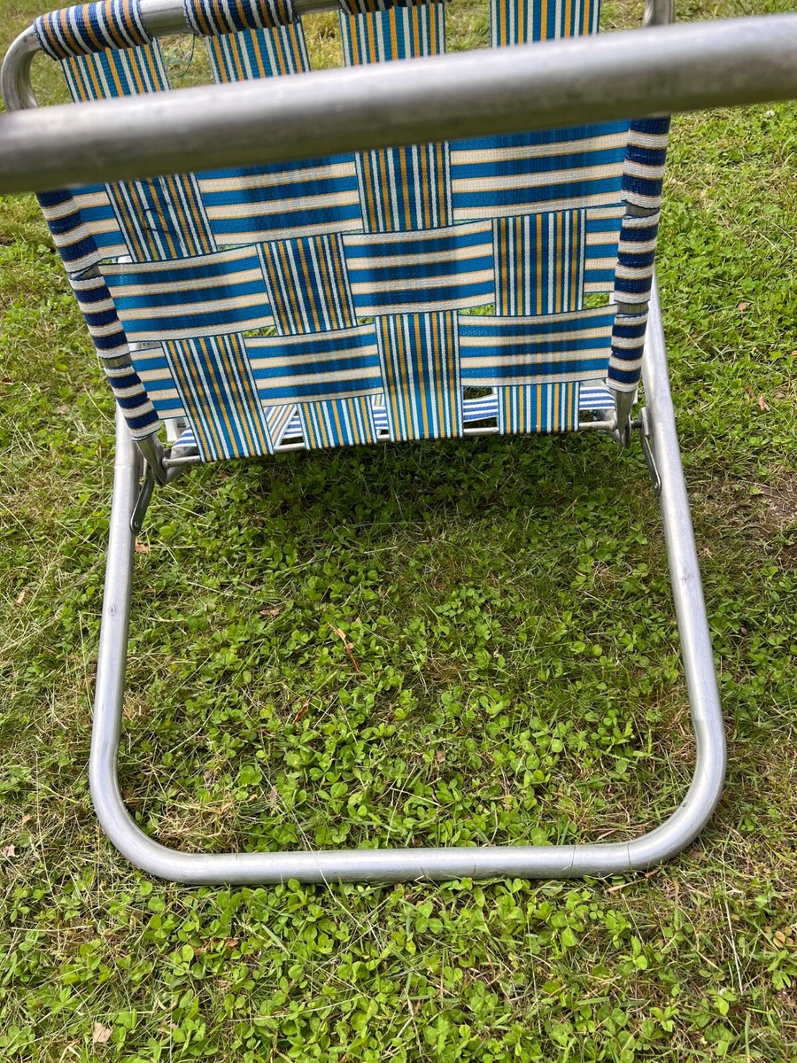 Vintage Sunbeam Aluminum Folding Webbed Lawn Chair Pool Beach