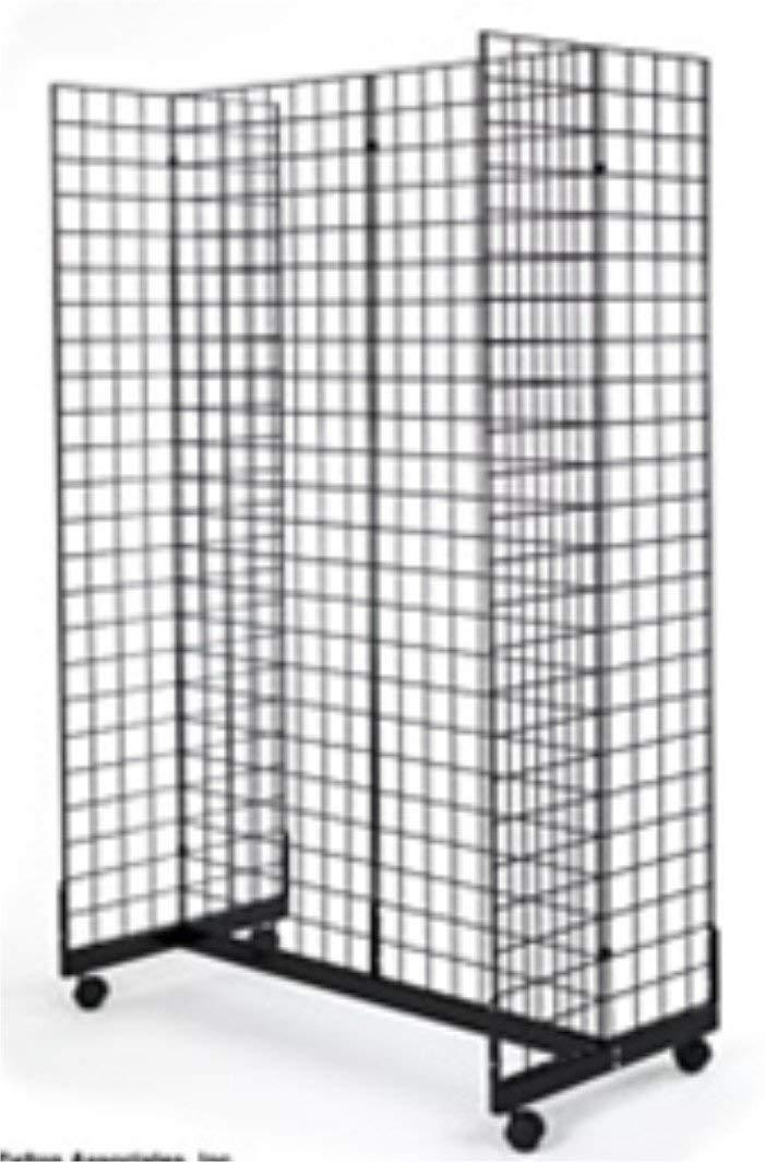 GridWall Display Stand With Wheels - 8 Panels, 10 Hooks, Black, Mobile Display Rack For Craft Shows & Retail