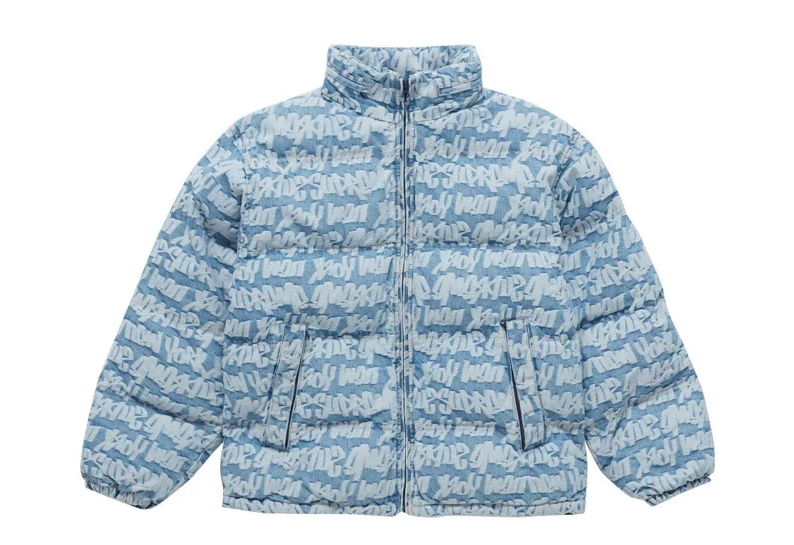 Veste matelassée en jean bleu jacquard Supreme Fat Tip taille L 