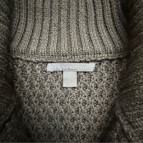 Banana Republic Chunky Knit Textured Short Sleeve Mock Neck Cardigan Sweater - Picture 12 of 16