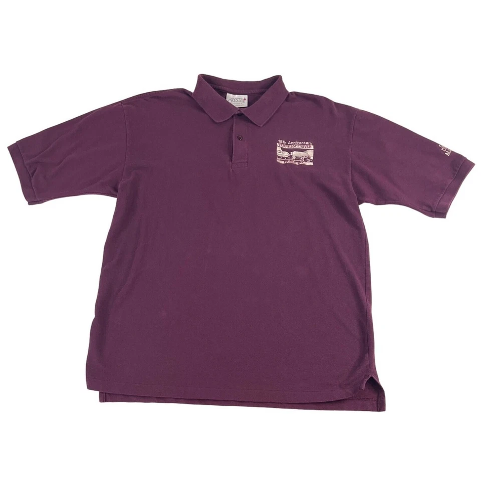 Camisa polo vintage Crystal Springs para hombre hecha en EE. UU. XL roja Dixieland Delight 1998 Foto 2 de 4