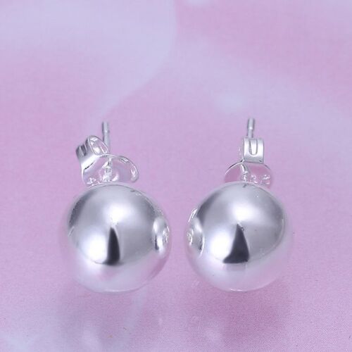 New Fashion women lady hot cute silver Plated 8MM Solid beads stud Earring E73 - Picture 2 of 2