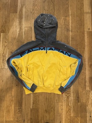 FALMARAN Colorblock Hoodie Pullover Half Zip Yellow Gray Blue