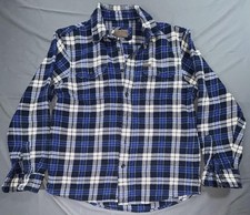 Orvis Shirt Mens M Blue Plaid Flannel Cotton Long Sleeve Button Up Casual
