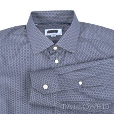 NEW - ETON Gray Geometric Mens Luxury Slim Fit Dress Shirt - 16