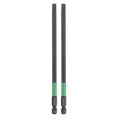 2pcs H5 Flat Hex Screwdriver Bit 5mm Tip 1/4'' Shank 6'' Long Black Phosphate