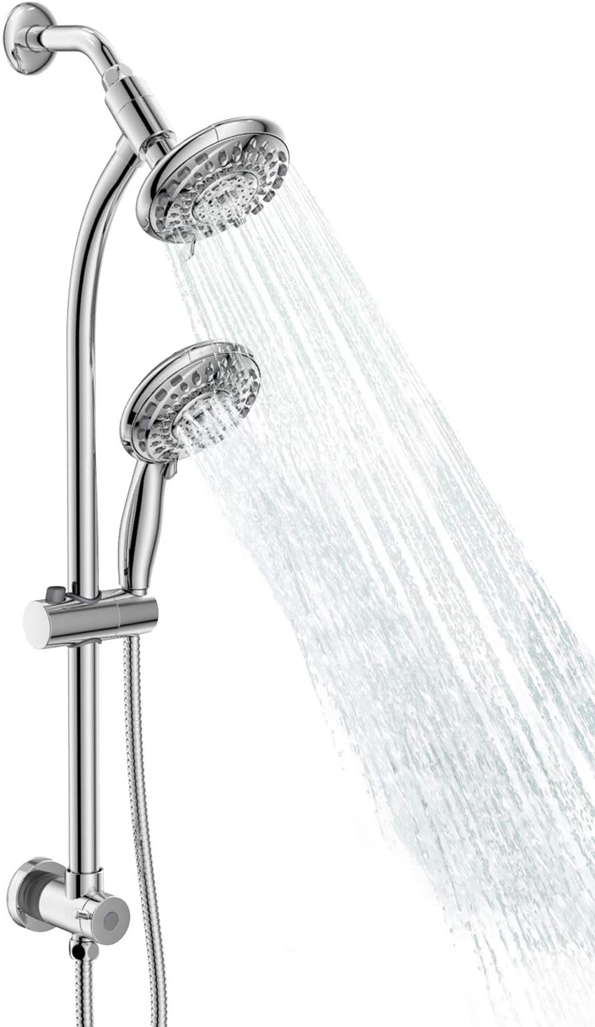 Versatile Handheld & Rain Shower Combo with 27.5" Slide Bar,