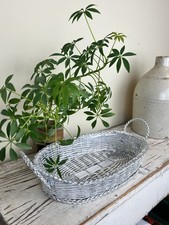 Vintage French Oval Metal Edge Woven Wire Bre...